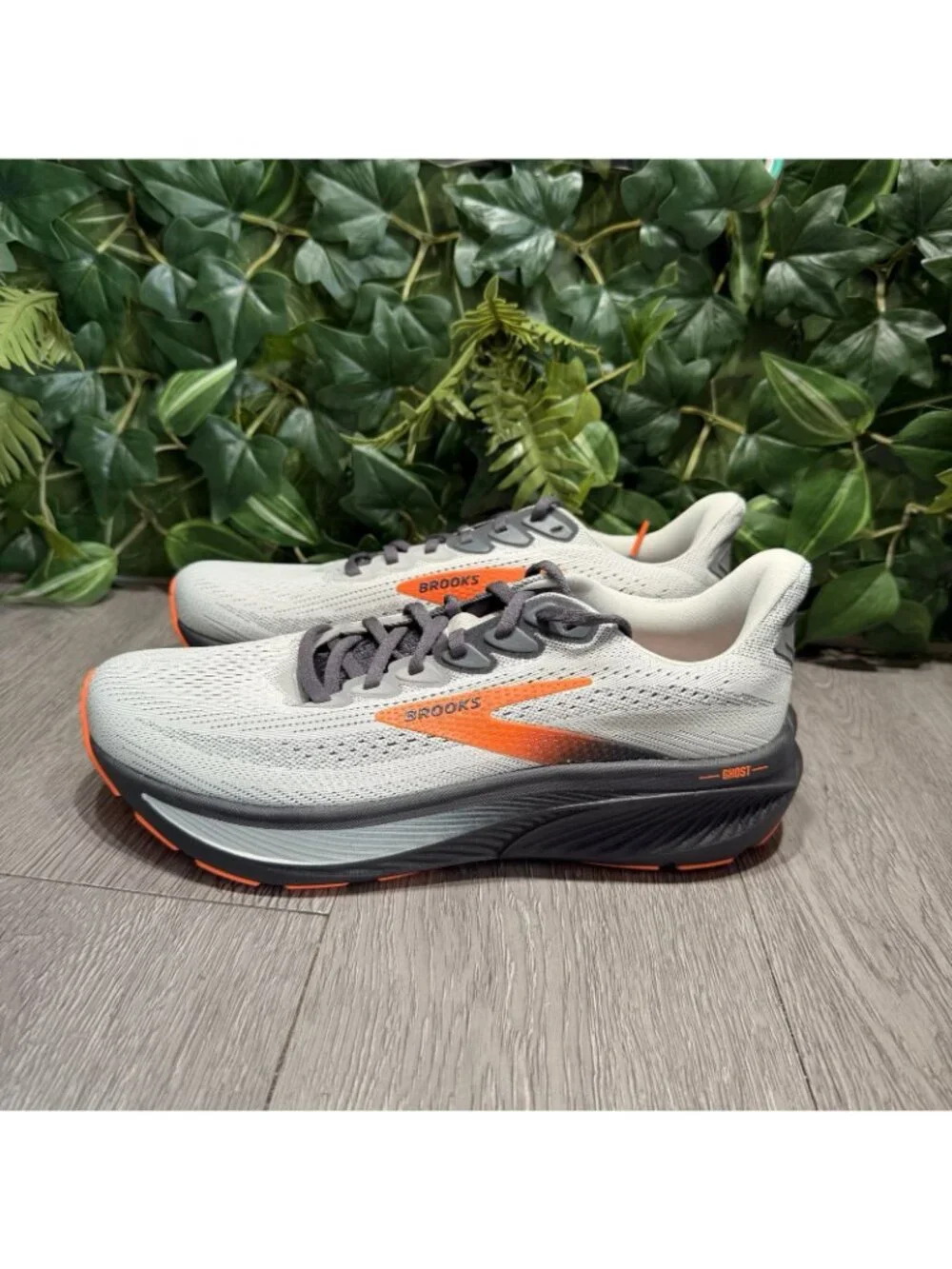 Brooks Ghost 17 Running Shoes Oyster Mushroom/ Orange/ Ebony , Men's 8 D